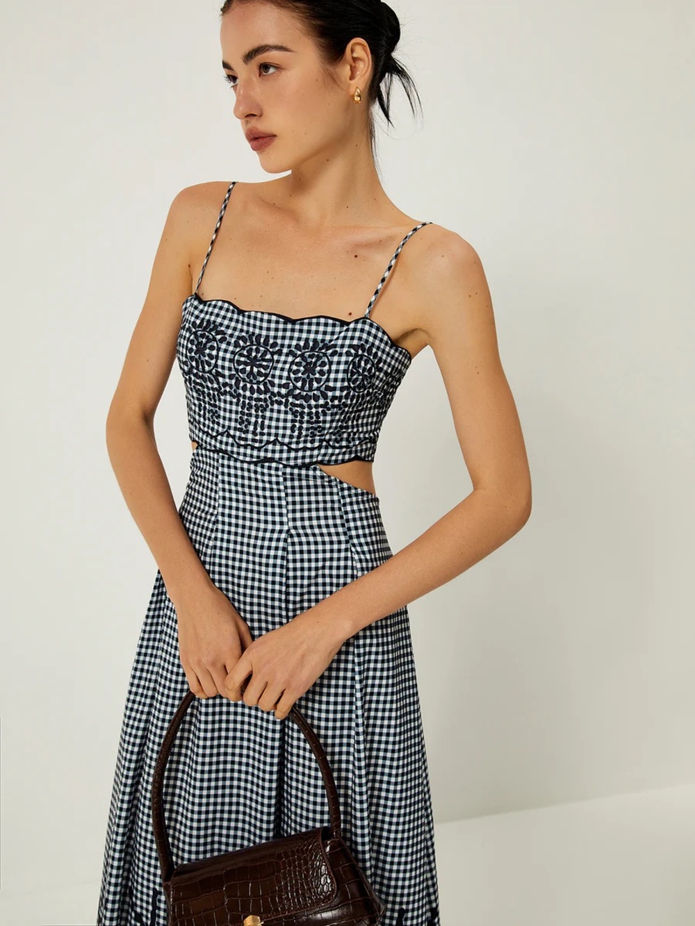 Commense Black and White Gingham Maxi Dress - Picture 3 of 11